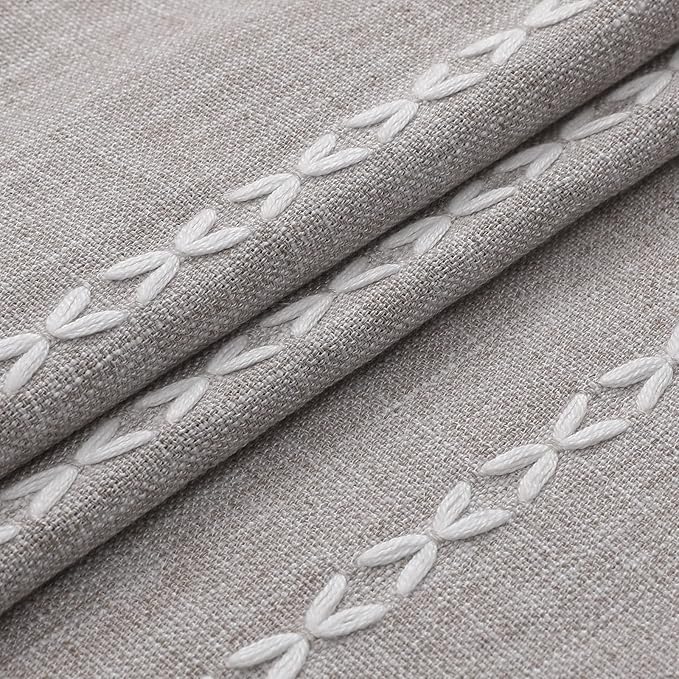 MitoVilla Boho Long Shower Curtain 72 x 78, Farmhouse 78 inch Long Polyester Linen Fabric Shower Curtains with Tassel for Chic Cottagecore French Rustic Bathroom Decor