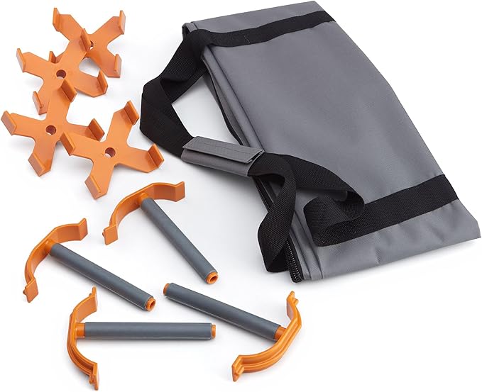 Bora Centipede 30in Folding Work Table Set - No Assembly 9-Strut Collapsible Table 3500lb Weight Limit - 4x4ft Mobile Work Station with Storage Bag, Foldable Work Bench Table - CK9S, Orange/Black