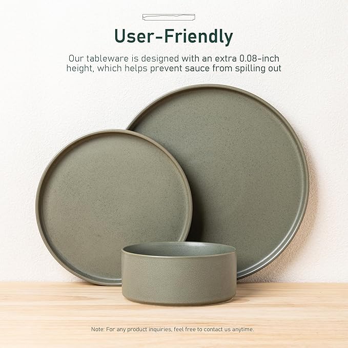 GBHOME Ceramic Dinnerware Sets for 4, Stoneware Plates and Bowls Sets, Chip and Scratch Resistant Dishes, Dishwasher & Microwave& Oven Safe Dishes sets, Reactive Glaze-Colorful