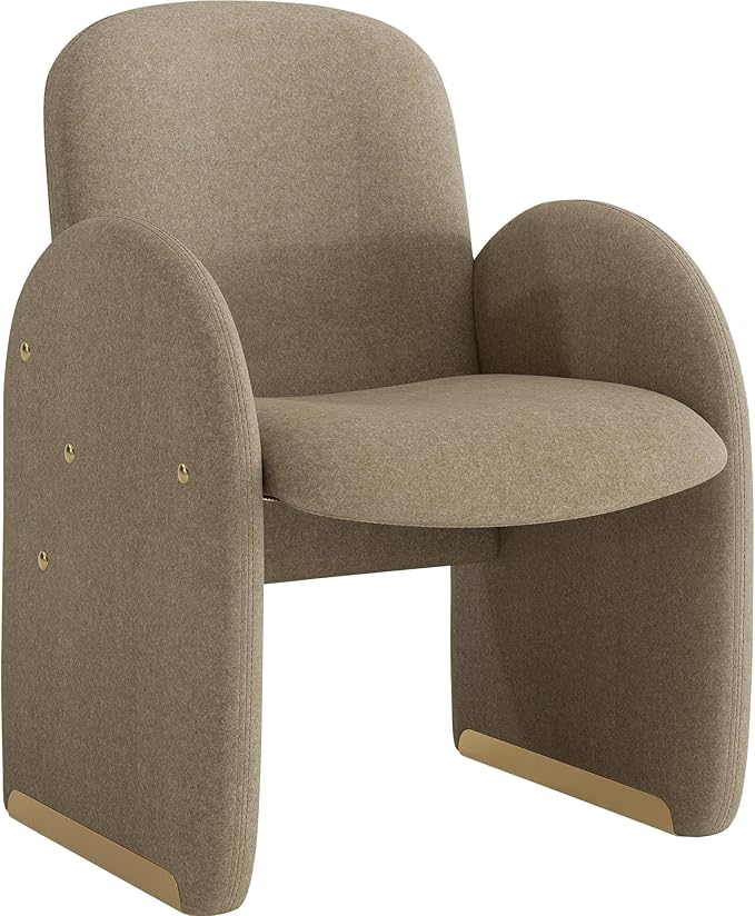 YOUTASTE Oversized Accent Chair for Living Room Bedroom Office, Upholstered Mohair Armchair with Wood Frame and Gold Metal Legs, Mid-Century Modern Comfy Lounge Chair, Sandy Brown