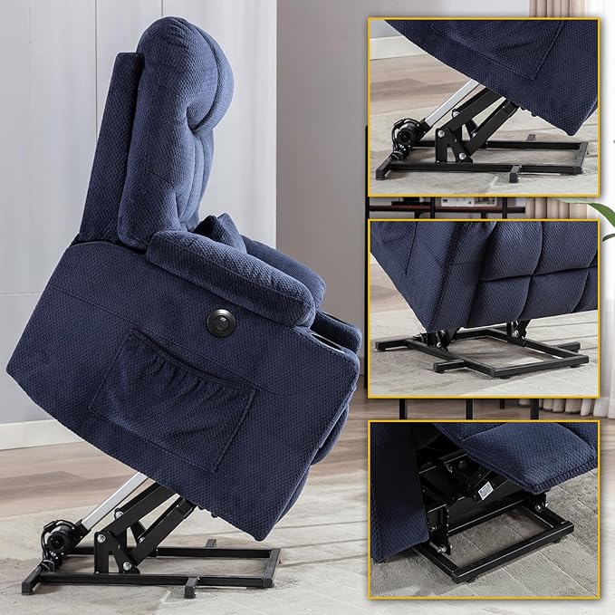 Power Lift Recliner Chair for Elderly, Lift Chair with Heat and Massage, Power Lift Recliners for Living Room with Infinite Position, USB-A＆C, Cup Holder, Side Pocket