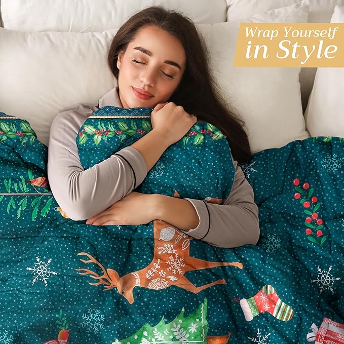 Maison d' Hermine Throw Blanket for Couch Lightweight Soft Warm Breathable Cotton Throw Blankets for Bed Girls Boys Women Men Gifts Sofa Travel Living Room Chair Bedding (50"x60", Hygge Christmas)