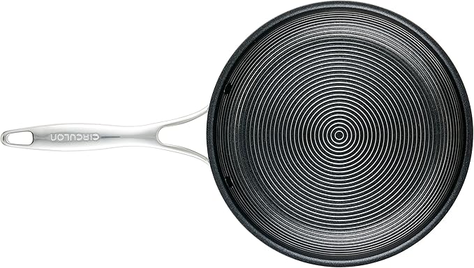 Circulon Clad Stainless Steel Frying Pans/Skillet Set with Hybrid SteelShield and Nonstick Technology, 10 Inch and 8.5 Inch, Silver