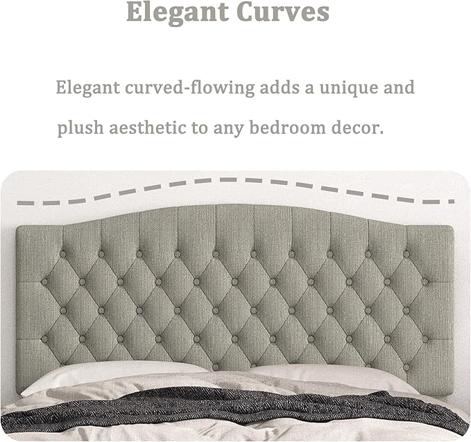 Queen Headboard Only, Upholstered Headboard for Adjustable Bed Linen Tufted Queen/Full Size Wall Mounted Head Board with Solid Wood Legs Head Board, Linen