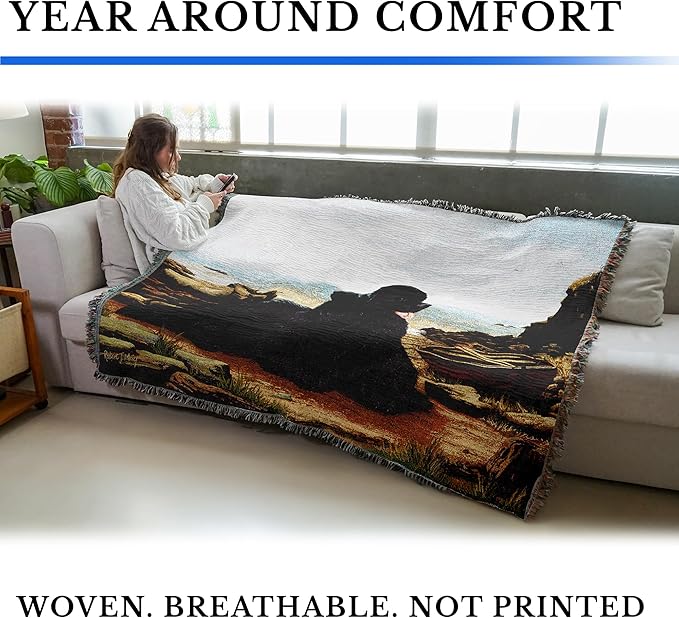 Pure Country Weavers Newfoundland Dog Woven Blanket by Robert May - Gift Cotton Tapestry Throw - Made in The USA - 72" x 54"