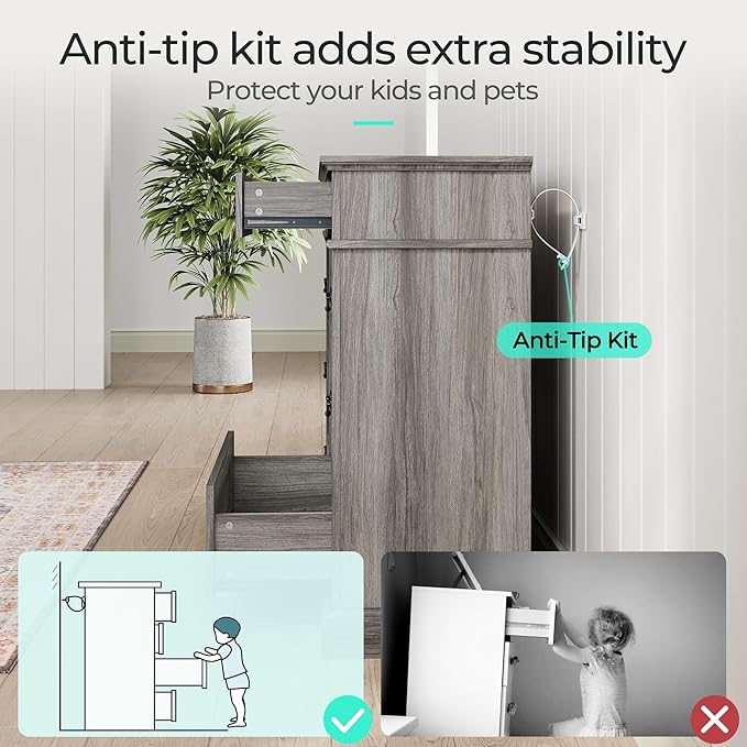 LINSY HOME Farmhouse 9-Drawer Dresser - Grey Chest of Drawers for Bedroom and Living Room Organization, Wood Dresser with Ample Storage Space and Rustic Charm, Grey