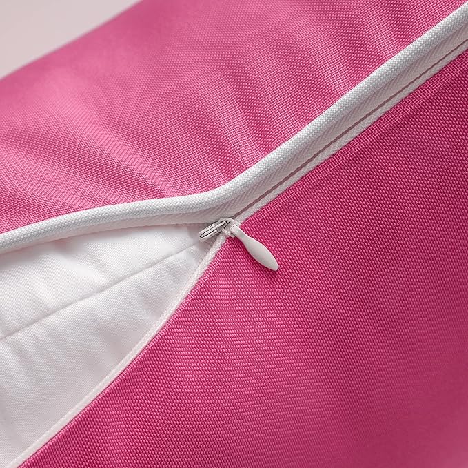 Phantoscope Pack of 2 Outdoor Waterproof Throw Pillow Covers Decorative Square Outdoor Pillows Cushion Case Patio Pillows for Couch Tent Sunbrella, Hot Pink 12x20 inches 30x50 cm