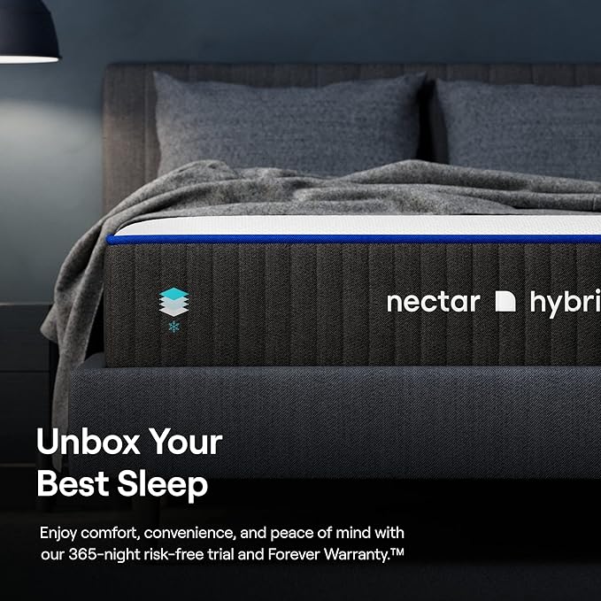 Nectar Hybrid Twin XL Mattress 12 Inch - Medium Firm Gel Memory Foam - Steel Springs - Cooling Technology - 365-Night Trial - Forever Warranty