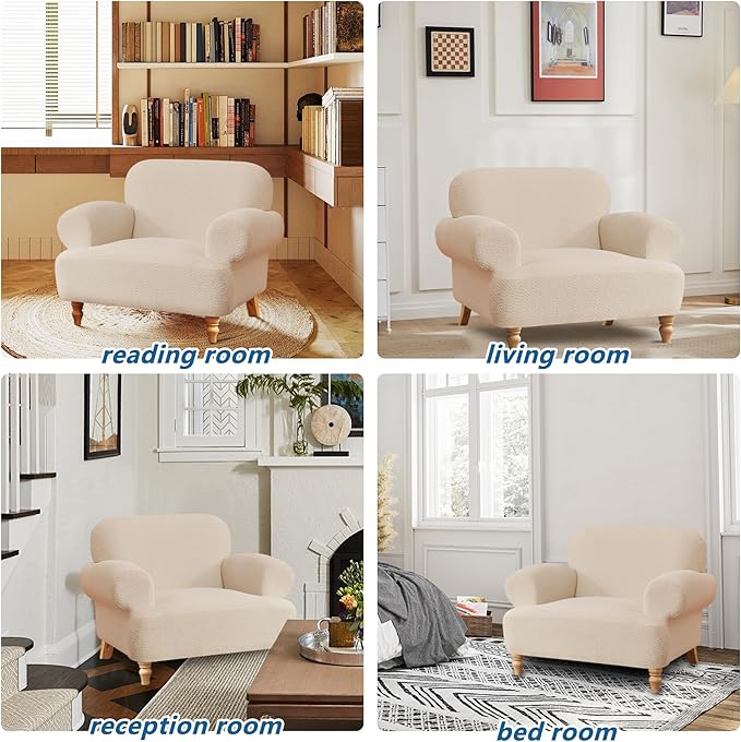 41.75" Oversized Modern Accent Chair w/Chenille Fabric,Wide& Round Arm, Single Sofa Chair for Bedroom,Living Room,Apartment,Study Room (1, Khaki)