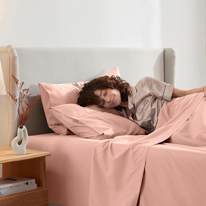 Nestl Full Sheet Set - Luxury 1800 Ultra-Soft Microfiber Full Bed Sheets - Double Brushed - Deep Pockets - Easy Fit - 4 Piece Set - Bedding Sheets & Pillowcases (Full, Peach)