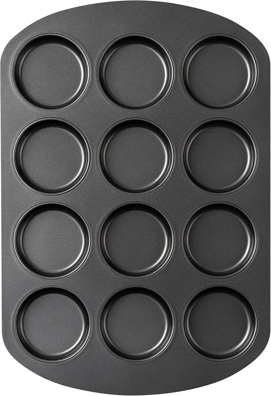 Tiawudi Muffin Top Pan, 12 Cavity Cupcake Pan, 3 Inch Nonstick Bakeware for Eggs, Cornbread, Cookies, Whoopie Pies and Yorkshire Pudding