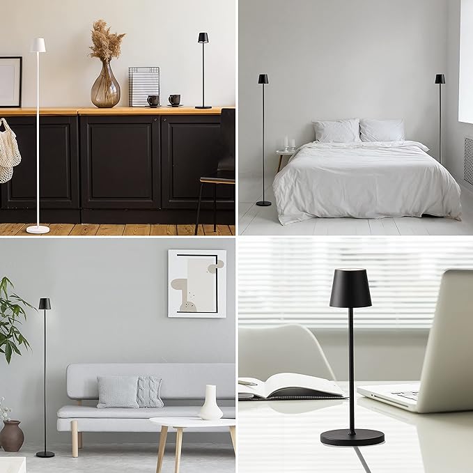 O’Bright Sandy- Cordless LED Floor Lamp for Outdoor/Indoor, Rechargeable, Water Resistant, Dimmable, Carry Light, Adjustable Height Stand Lamp for Patio, Living Room, Bedside, Table Night Lamp, Black