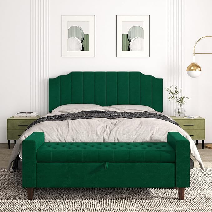King Size Headboard Only, Velvet Wall Mounted Headboard King for Adjustable Bed Modern Upholstered Head Board Easy Assembly, Jade Green