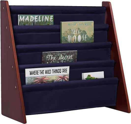 Wildkin Sling Bookshelf, Cherry with Blue, Model:SBS00286
