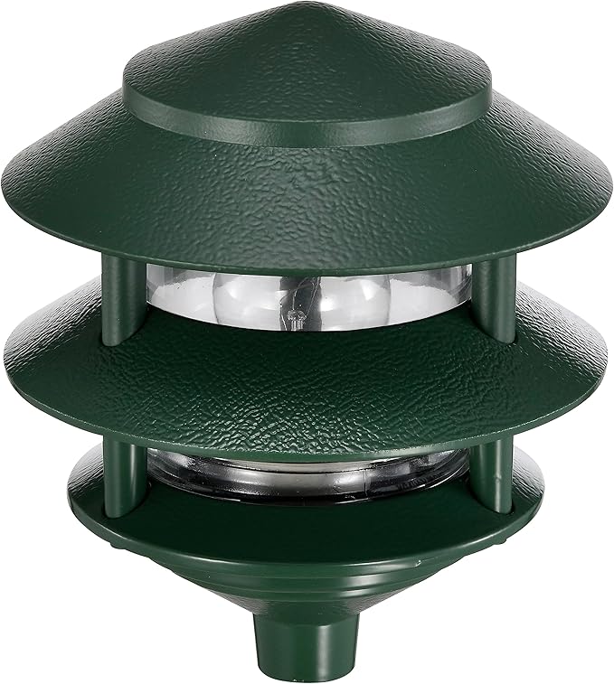Nuvo SF77/323 One 2 Louver Hood Outdoor Pagoda Landscape Pathway Light, 2 Tier-Small, Green