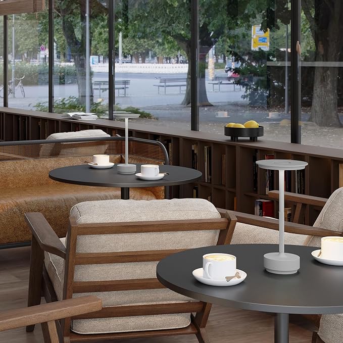 Rechargeable Table Lamps Cordless, Portable 5000mAh Outdoor Table Light, 3 Color Stepless Dimming LED Table Lamp with Memory Function, for Home/Dinner/Patio/Restaurant.(Light Gray)