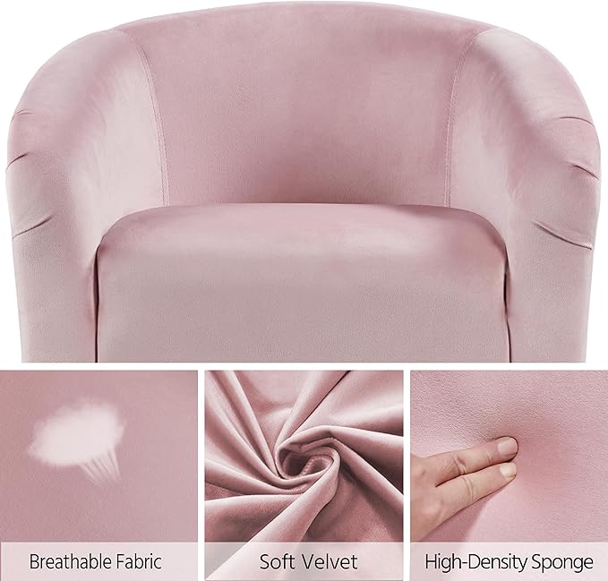 Yaheetech Barrel Chairs, Modern Vanity Chair Soft and Cozy Barrel Chair with Sturdy Legs and Soft Padded Seat for Living Room/Bedroom/Makeup Room, Pink
