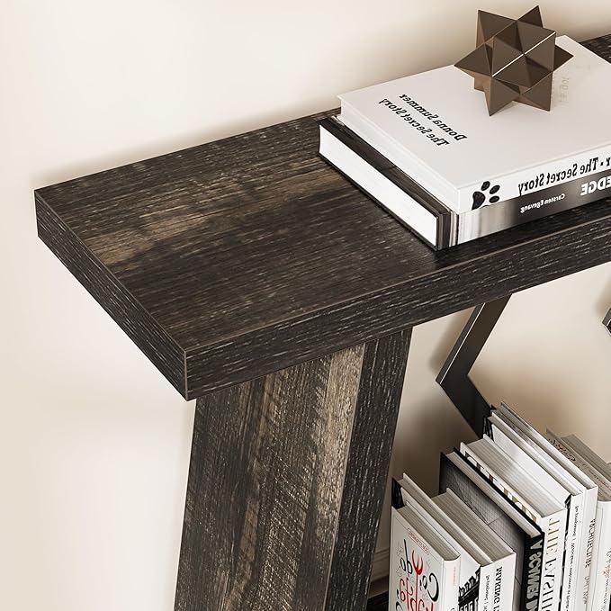 LITTLE TREE 70.9-Inch Console Table, Long Sofa Table Behind Couch, Farmhouse Console with Shelf for Entryway, Living Room, Hallway, Dark Grey