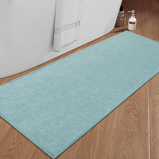 chakme Bathroom Rugs Mat 59x25, Ultra Thin Non Slip Bath Mat Large Quick Dry Absorbent Bath Mat for Bathroom Floor, (Navy Blue, 59"x25")