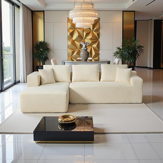 Sectional Couches for Living Room 106" L Shaped Cloud Couch Modern Modular Sectional Sofa Bad, Boneless Couch with Deep Seat, No Assembly Required (Chenille, Grey)