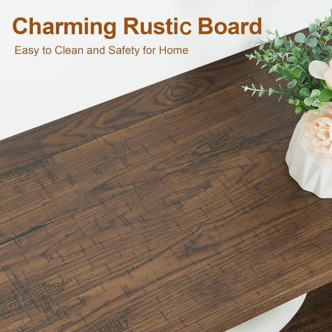 HOMBAZAAR Sofa Table,Industrial Console Table with Storage,Entryway Table with Engineered Wood and Metal,Rustic 3 Tier Shelf for Living Room,Hallway,Brown,47 Inch