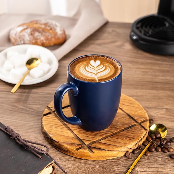 AmorArc 12 OZ Coffee Mugs, Matte Blue Coffee Cups with Large Handle for Man, Woman, Ceramic Coffee Mugs Set of 12 for Latte/Cappuccino/Cocoa/Milk, Dishwasher & Microwave Safe