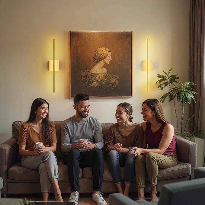 DORESshop Battery Operated Wall Sconces Set of Two with Remote Control, Rechargeable Wall Sconce, 350°Rotate Dimmable Wireless Wall Sconce for Living Room, Hallway, Bedroom, 23.7 Inch, Gold(2 Pack)