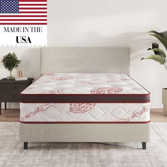 Ottomanson Full 13" Luxury I Eurotop Mattress, Medium-Firm Memory Foam Comfort - Made in USA - Premium Quilted Cover Mattress - Fiberglass-Free - Bed in a Box