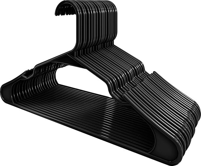 Utopia Home Clothes Hangers 30 Pack - Plastic Hangers Space Saving - Durable Coat Hanger with Shoulder Grooves (Black)