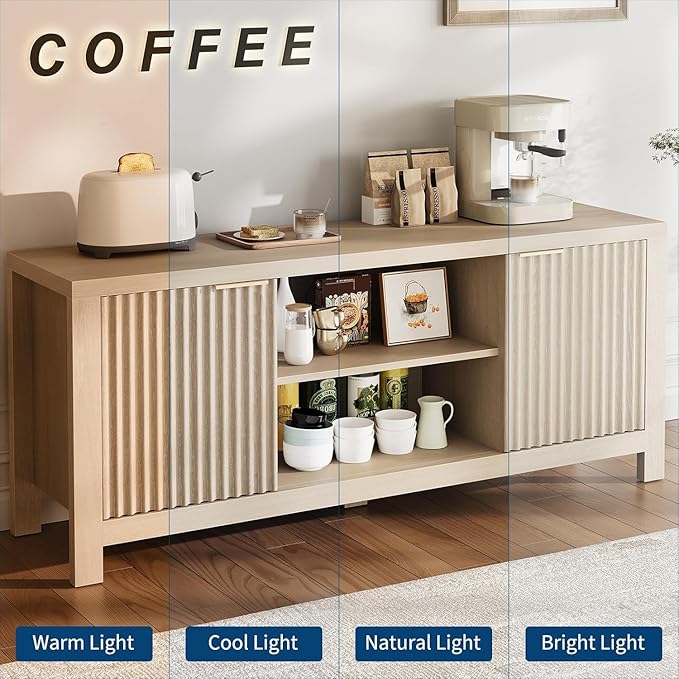 TV Stand for TVs up to 65 Inch – Television Stands 100lbs Capacity, Media Console Table, Entertainment Center with Open Storage Shelves – Fits 50/55/60/65 Inch TVs (Maple Oak)