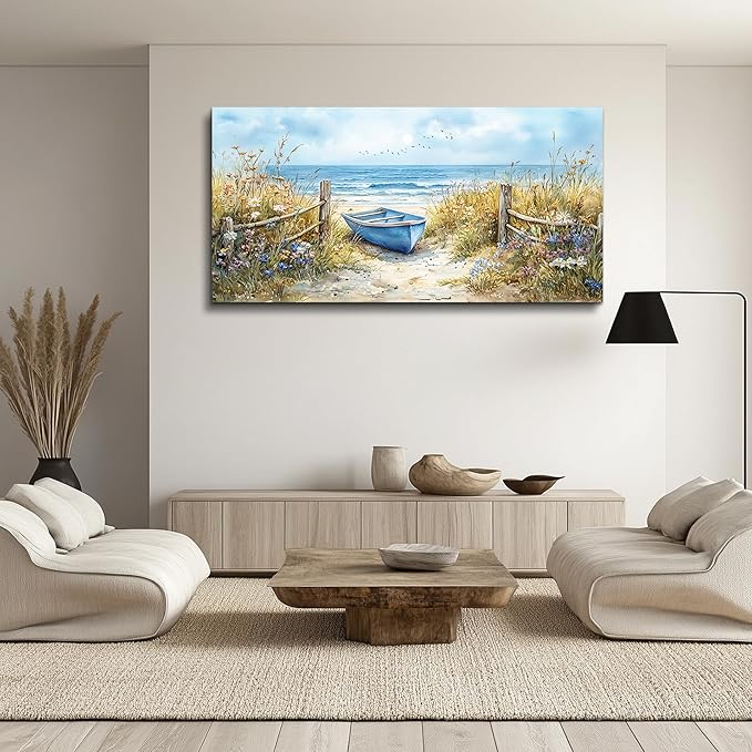 PHAOHUAXM Large Wall Decor Canvas Painting Wall Art For Living Room Decor Beach Wall Art And Ocean Landscape Painting Bedroom Print Artwork Picture For Dining Room Bathroom Home Decoration 24x48 In