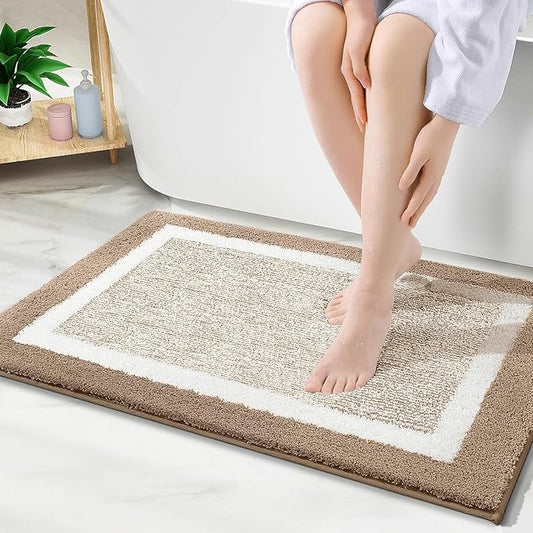 OLANLY Bathroom Rugs 30x20, Extra Soft and Absorbent Microfiber Bath Mat, Non-Slip, Machine Washable, Quick Dry Shaggy Bath Carpet, Suitable for Bathroom Floor, Tub, Shower (Medium, Tan)