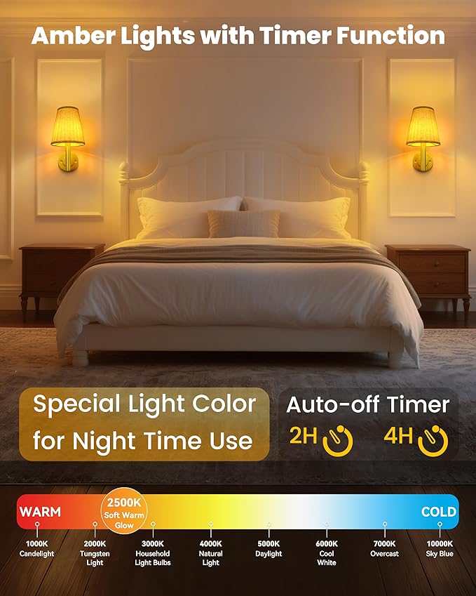 Battery Operated Wall Sconces Lights Decor for Bedroom Set of 2, Wireless Rechargeable LED Wall Lamp with Remote & Touch Control, Wall Mount Lighting Fixture for Living Room, Satin Gold