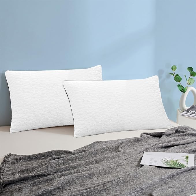 Cooling Pillows Queen Size Set of 2, Shredded Memory Foam Pillows, Firm Pillow Adjustable Cooling Bed Pillows for Hot, Side, Back and Stomach Sleepers, Queen