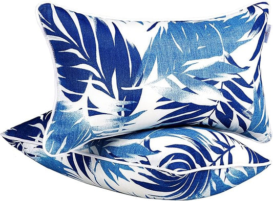 JMGBird Outdoor Pillows Waterproof Set of 2 Outdoor Throw Pillows with Insert Included 12×20 Inch Outdoor Lumbar Pillows for Patio Furniture