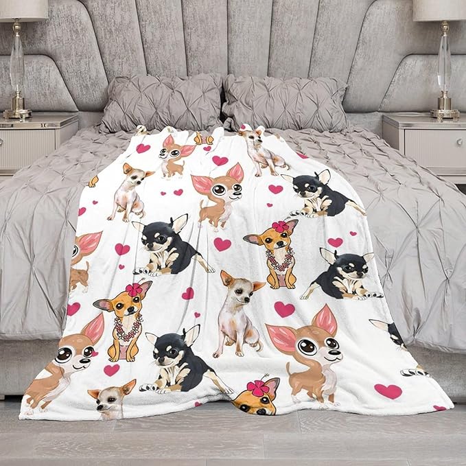Chihuahua Dog Blanket Chihuahua Gifts for Girls Women Chihuahua Lovers Chihuahua Throw Blanket Kids Adults Soft Warm Cozy Fleece Blanket for Couch Sofa Bed 50""x60"", Dogs D1