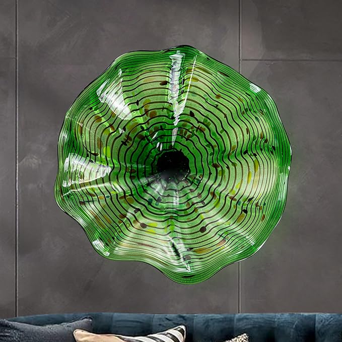 Hand Blown Glass Wall Plates Decor, Modern Unique Glass Wall Art, Murano Blown Glass Wall Art with Transparent and Easy to Clean for Staircase, Living Room, Kitchen, Hallway