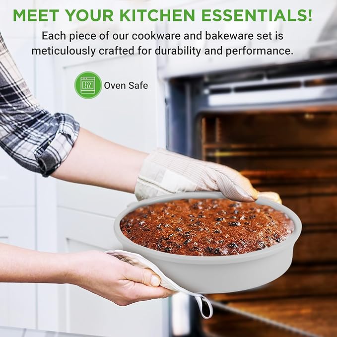 NutriChef 20-Piece Non-Stick Bakeware and Cookware Set - Utensils Including Pots and Baking Pans Made with Durable Aluminum, Tempered Glass Lids, Heat-Resistant Utensils, Easy-Clean Design (White)