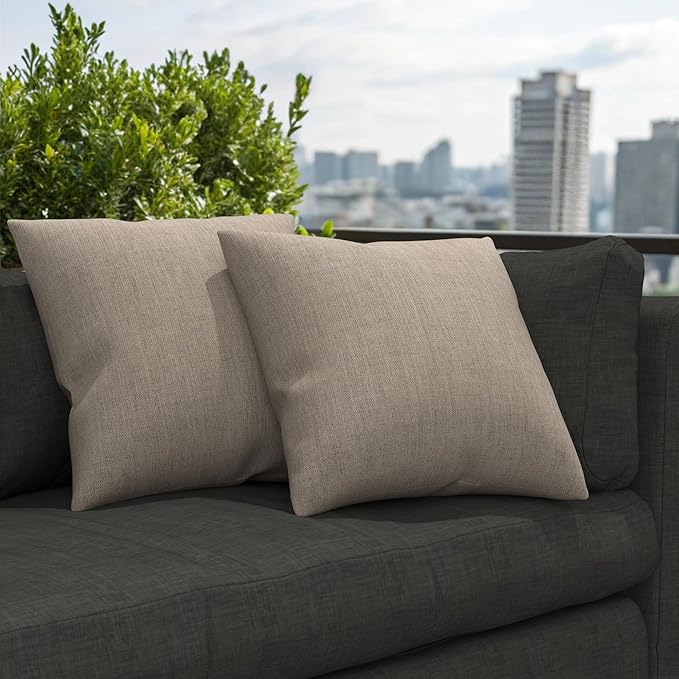 Covers & All Sunbrella Outdoor Throw Pillows, Pack of 2 Water Resistant & UV Fade Resistant Premium Square Throw Pillows (Inserts with Covers) for Indoor & Outdoor Use,20" x 20" Cast Ash