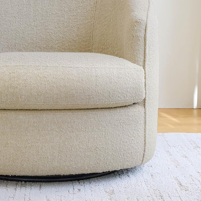 CHITA Swivel Barrel Chair, Modern Comfy FSC Certified Upholstered Faux Leather Accent Chair for Living Room, Fully Assembled, Oatmeal