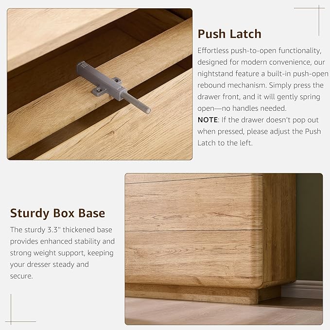 6 Drawer Dresser for Bedroom, 42 Inch Tall Modern Chest of Drawers, Push-to-Open Wood Storgae Organizer with Large Drawers for Bedroom, Living Room, Hallway, Natural Oak