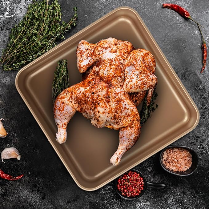 Baking Sheet Pans,2 Pack Nonstick Baking Sheet Pans,Cookie Sheet, Brownie Pan, Bread Pan for Toaster Oven, Small Baking Tray,Bakeware for Cakes, Cookies & Breads (9 Inches)