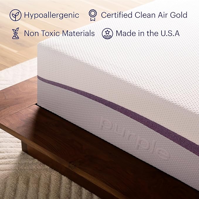 Purple Plus Queen Mattress - 11" GelFlex Grid, Premium Comfort Foam, Better Than Memory Foam, Temperature Neutral, Responsive, Breathable, Pressure Relief, Made in USA