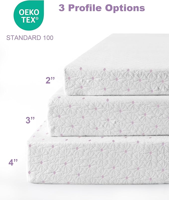 Ferlizer 4" [Queen] Mattress Topper, Memory Foam Mattress Topper Queen with Ultra Soft Cover & Corner Straps, Lavender Infused, CertiPUR-US Certified