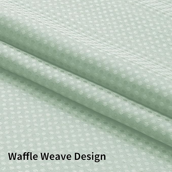 No Hook Shower Curtain with Snap in Fabric Liner, Waffle Weave Heavy Duty Thick Shower Curtains with Mesh Top Window, Hotel Style Waterproof Bathroom Curtain Set, 72 x 75 Inch, Mint Green