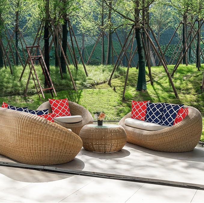 JMGBird 18×18 Inch Outdoor Lumbar Pillows Pack of 2 Colors Waterproof Throw Pillows with Insert Rectangular Decorative Garden Cushion for Home Furniture Patio Coach Sofa