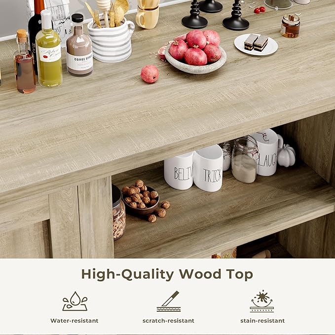 Modern Farmhouse TV Stand for Televisions up to 65’’, Entertainment Center with Storage Cabinets and Sliding Barn Doors, Media TV Consoles for Living Room, Bedroom, Gray Oak