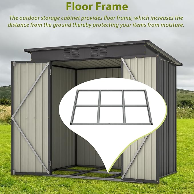 4x6 ft Metal Shed Outdoor Storage Shed,Metal Steel Utility Tool Shed Storage House with Double Lockable Doors and Air Vent for Backyard Garden Patio Lawn Dark Gray