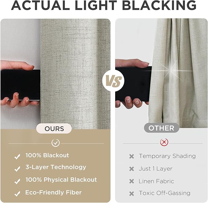 Joydeco Blackout Room Divider Curtains, Extra Wide Light Beige Sliding Door Drapes Living Room Curtains, 1 Panel 100W x 108L Inch Patio Door Drapes for Room Privacy