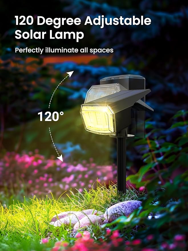 Color Changing Solar Spot Lights Outdoor, 9 Lighting Modes Colored Solar Lights Outdoor RGB, Color Light Waterproof IP65, Landscape Spotlights for Halloween Christmas Decorations